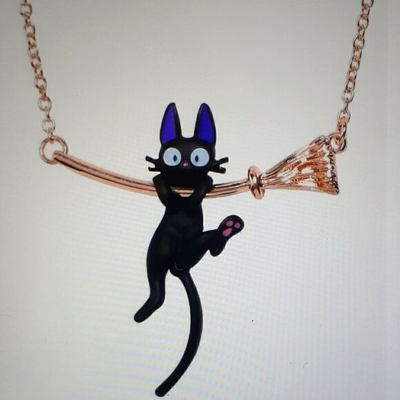 New Studio Ghibli Kiki's Delivery Service Jiji Hanging On Broom Necklace New… - Picture 5 of 9